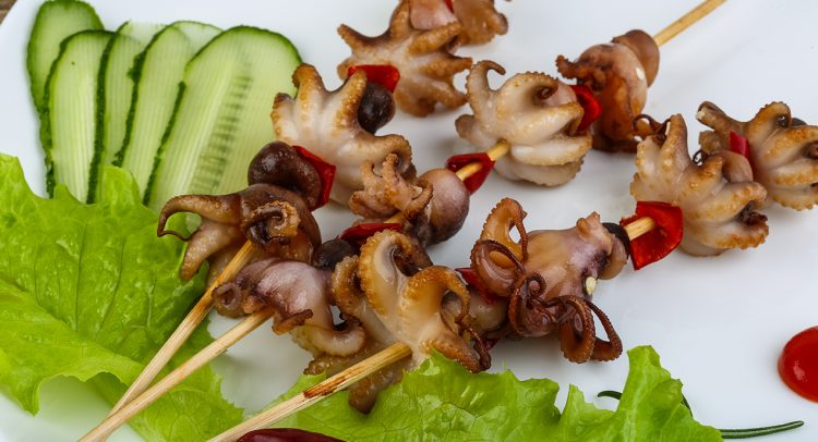 Tender Grilled Baby Octopus