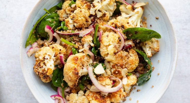 Roasted Cauliflower And Spinach Salad