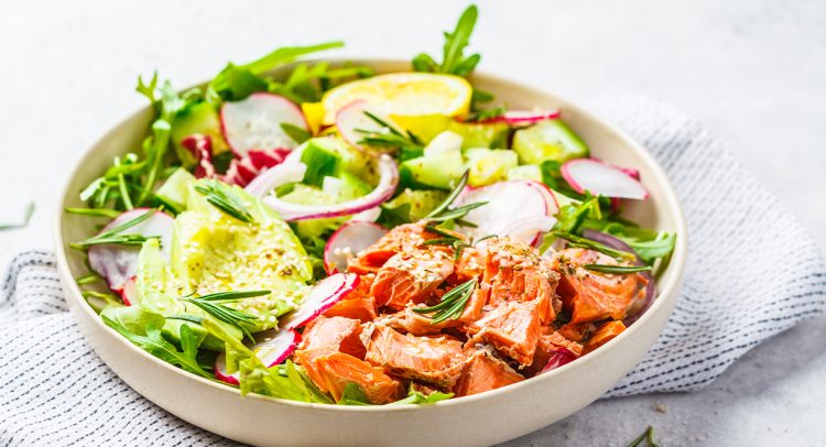 Baked Salmon With Avocado Salad